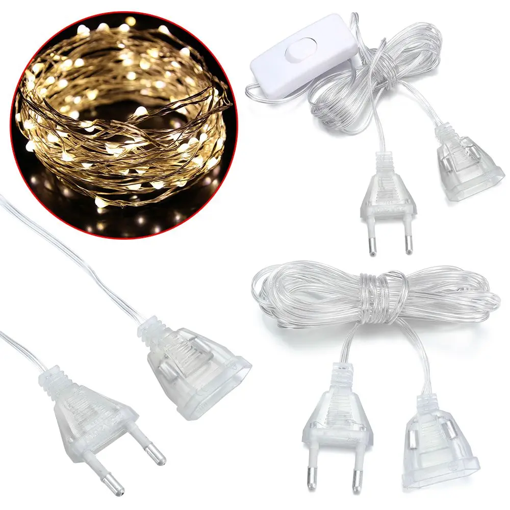 LED String Lights Transparent With Switch European Regulations Cable 220V Light String Extension Cord Extension Cord