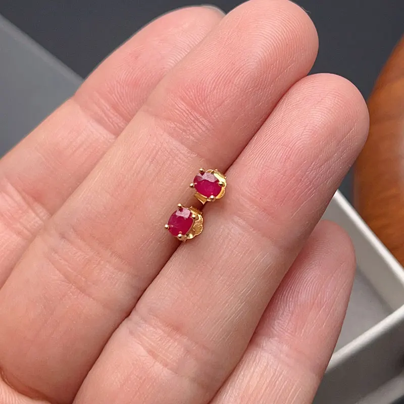 CoLife Jewelry Classic Ruby Stud Earring for Office Woman Silver 0.6ct Natural Africa Ruby Stud Earrings 925 Silver Ruby Jewelry