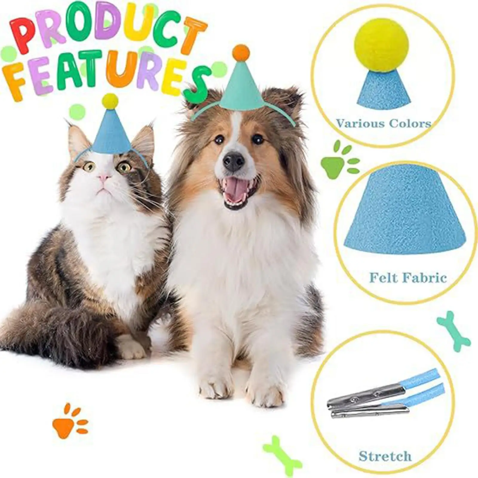 Colorful Pet Birthday Hat Non Woven Puppy Kitten Costume Cap for Small Dog Cat Party Photo Props Colorful Pet Birthday Hat Non Woven Puppy Kitten Costume Cap for Small Dog Cat Party Photo Props