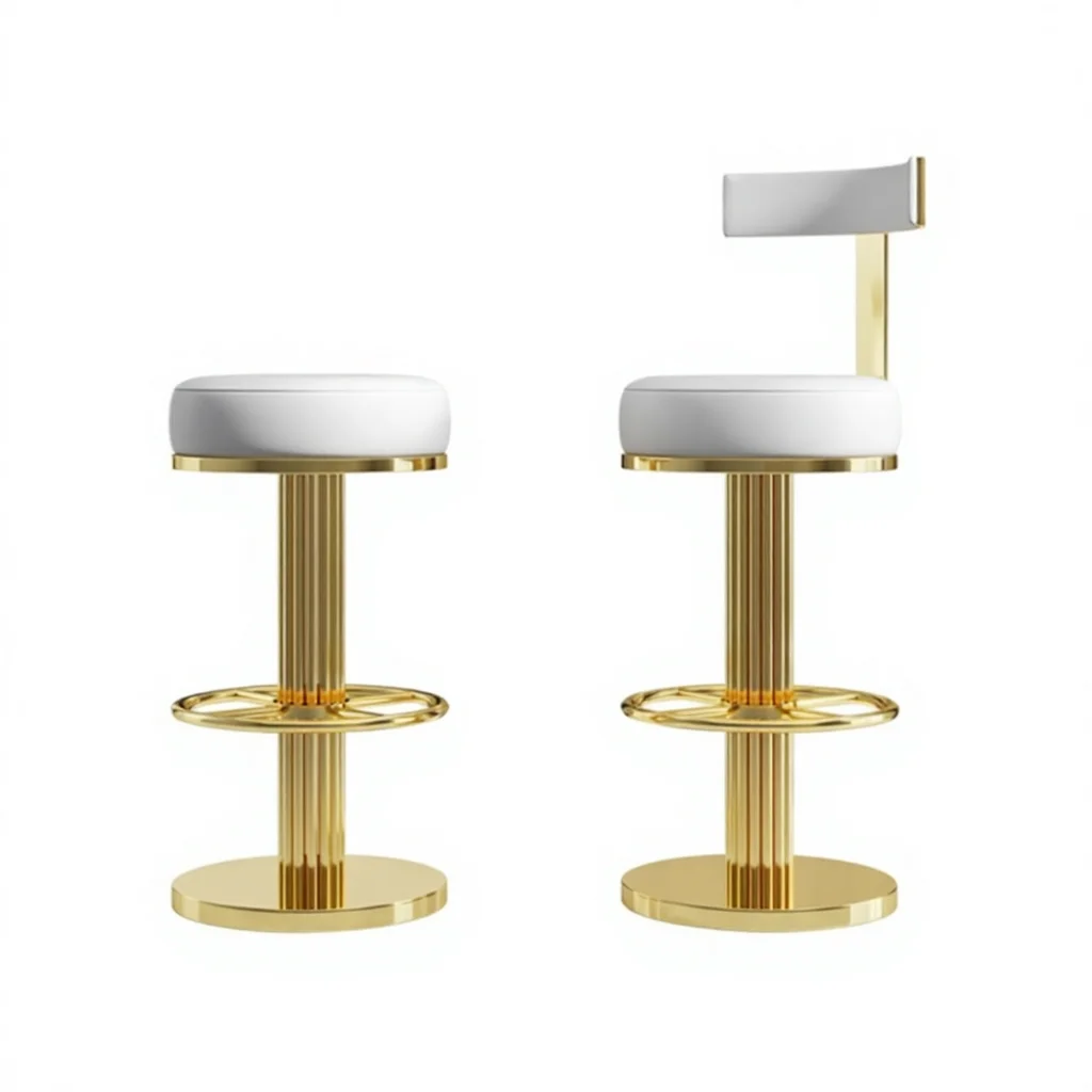 

vbGold Metal Bar Stool, Luxury Swivel Bar Chair with Stainless Steel Frame for Kitchen Counter Island, Hotel & Home Bar*