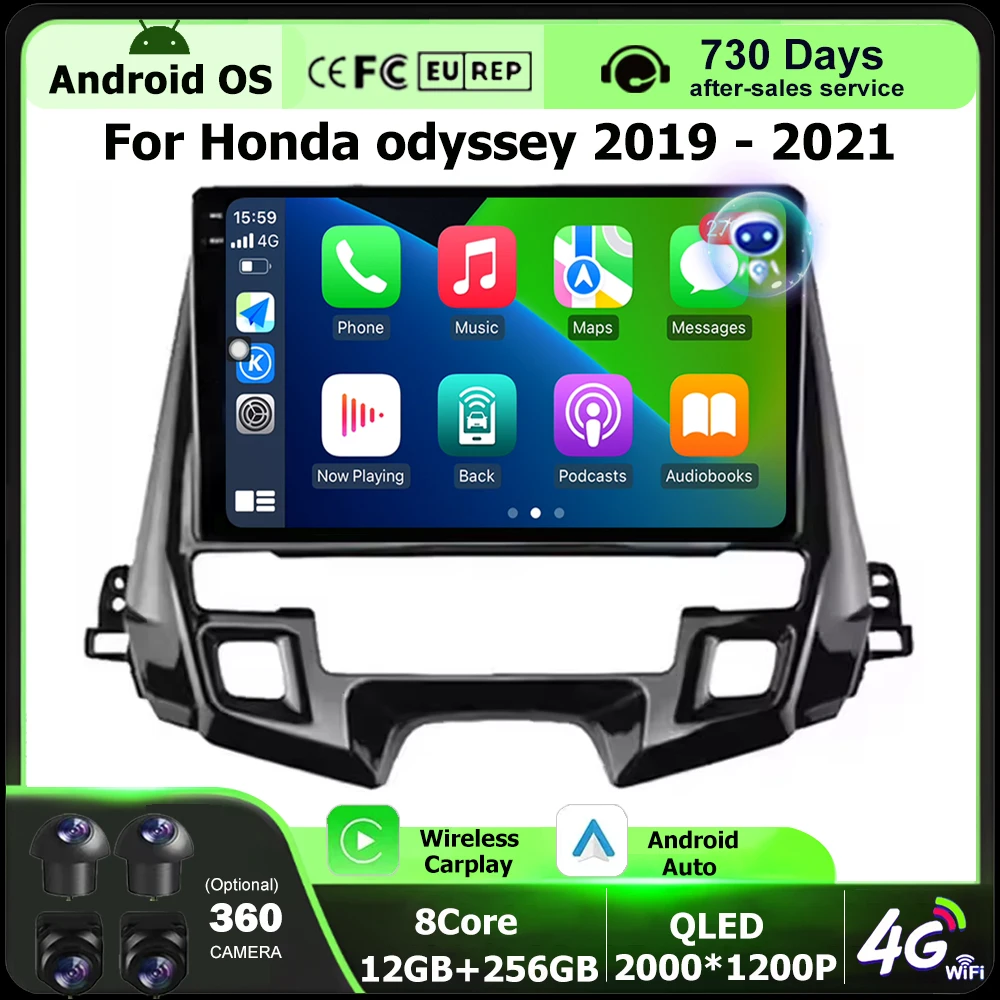 

9-дюймовый Android 16 Auto Carplay для Honda odyssey 2019 2020 2021, автомобильный радиоприемник, мультимедийный видеоплеер, GPS-навигация, стерео QLED экран
