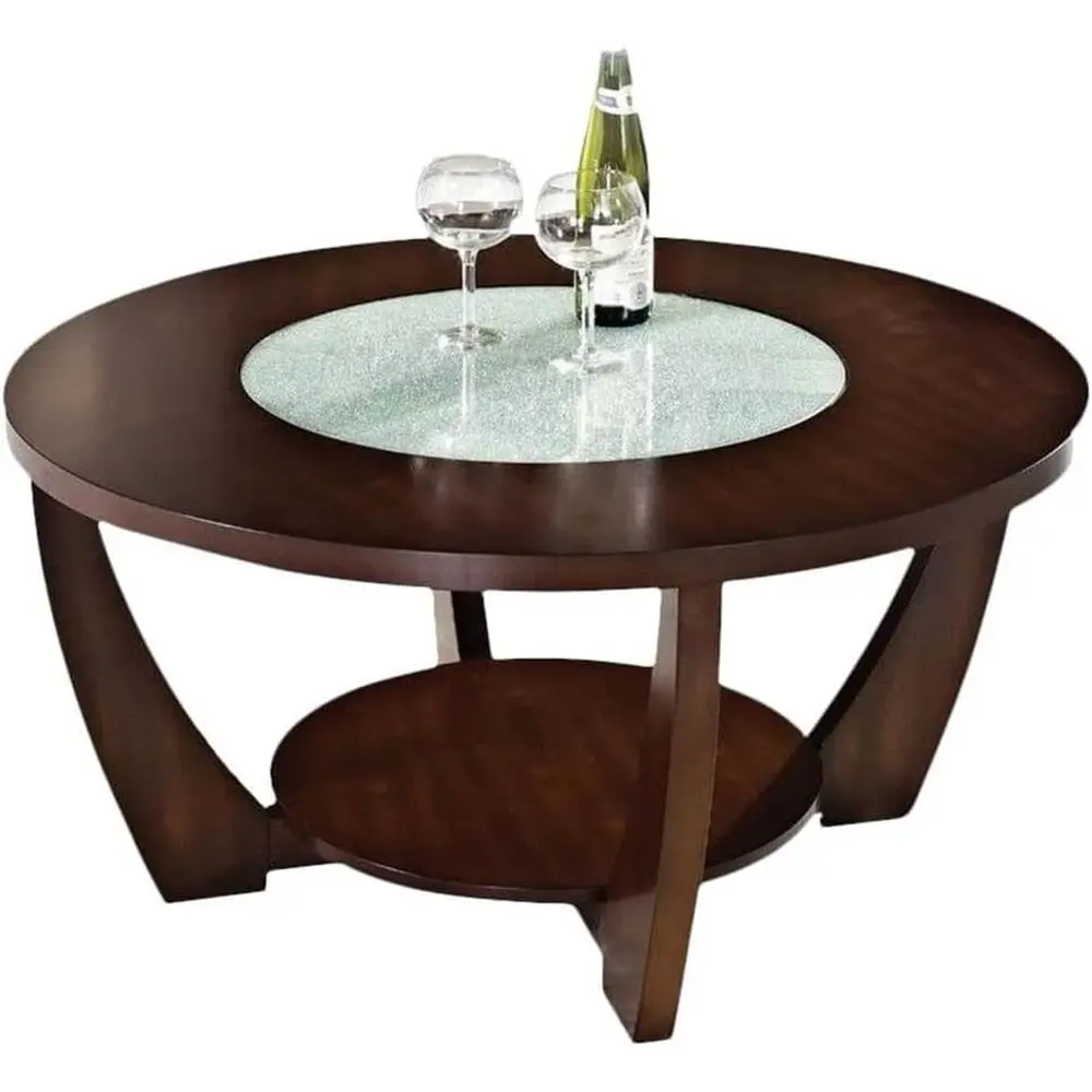 

Современный журнальный столик с отделкой под вишню и вставками из потрескавшегося стекла в землисто-коричневом стиле