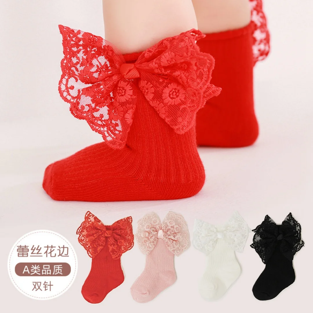 

Princess Lace Floral Baby Socks for Girls Toddler Cute White Ruffles Anti-Skid Socks Kids Dancing Socks Casual Infant Foot Socks