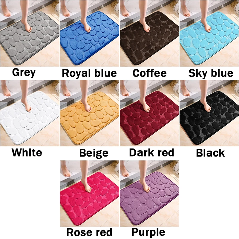 1pc Flannel Pebble Embossed Memory Foam Bathmat Water Absorbing Non Slip Floor Mat Is Soft And Comfortable Suitable For Bathroom