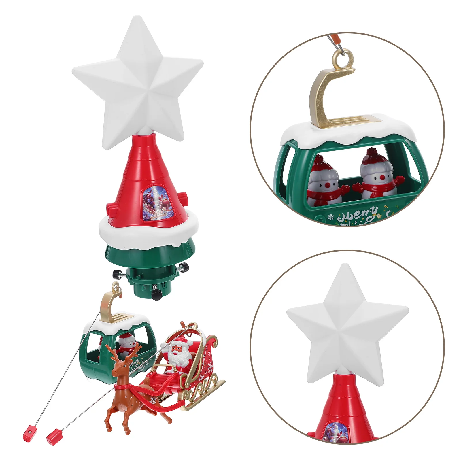 

Musical Rotating Christmas Tree Topper Lighted Star Santa Reindeer Sleigh Snowmen Festive Indoor Outdoor Holiday Party