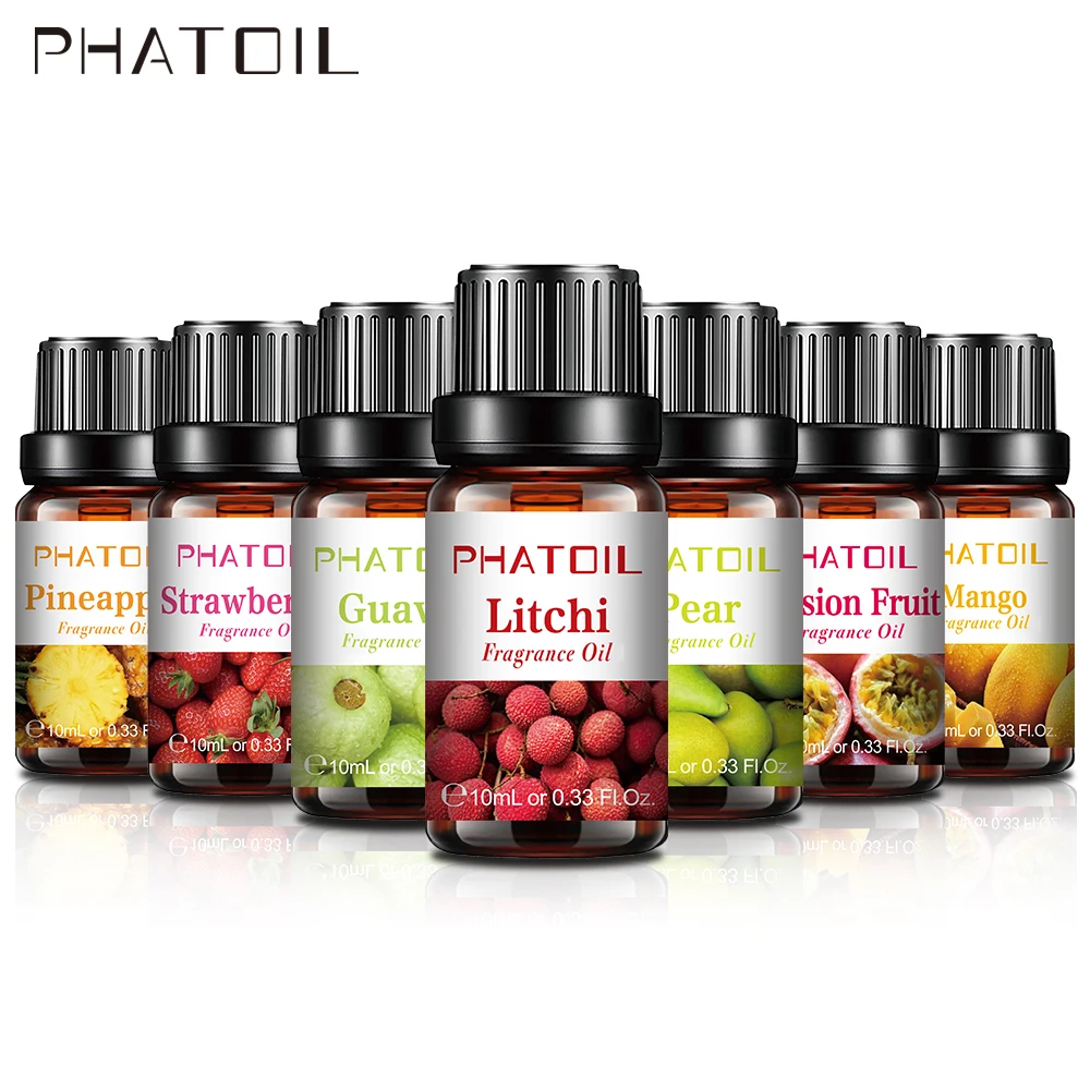 Phatoil 10ml Fragrance Oil for Soap Candles Making Diffuser Fruit Essential Oils Mango Strawberry Coconut Grape Lime Apple Fig