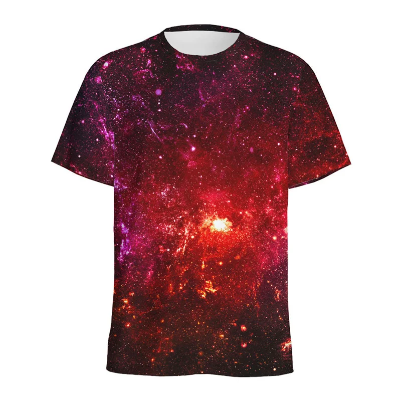 Colorful Galaxy Space Pattern T Shirt Men Round Neck Short Sleeve 3d Printed Universe Starry Sky Tees Tops Women Loose T-Shirt