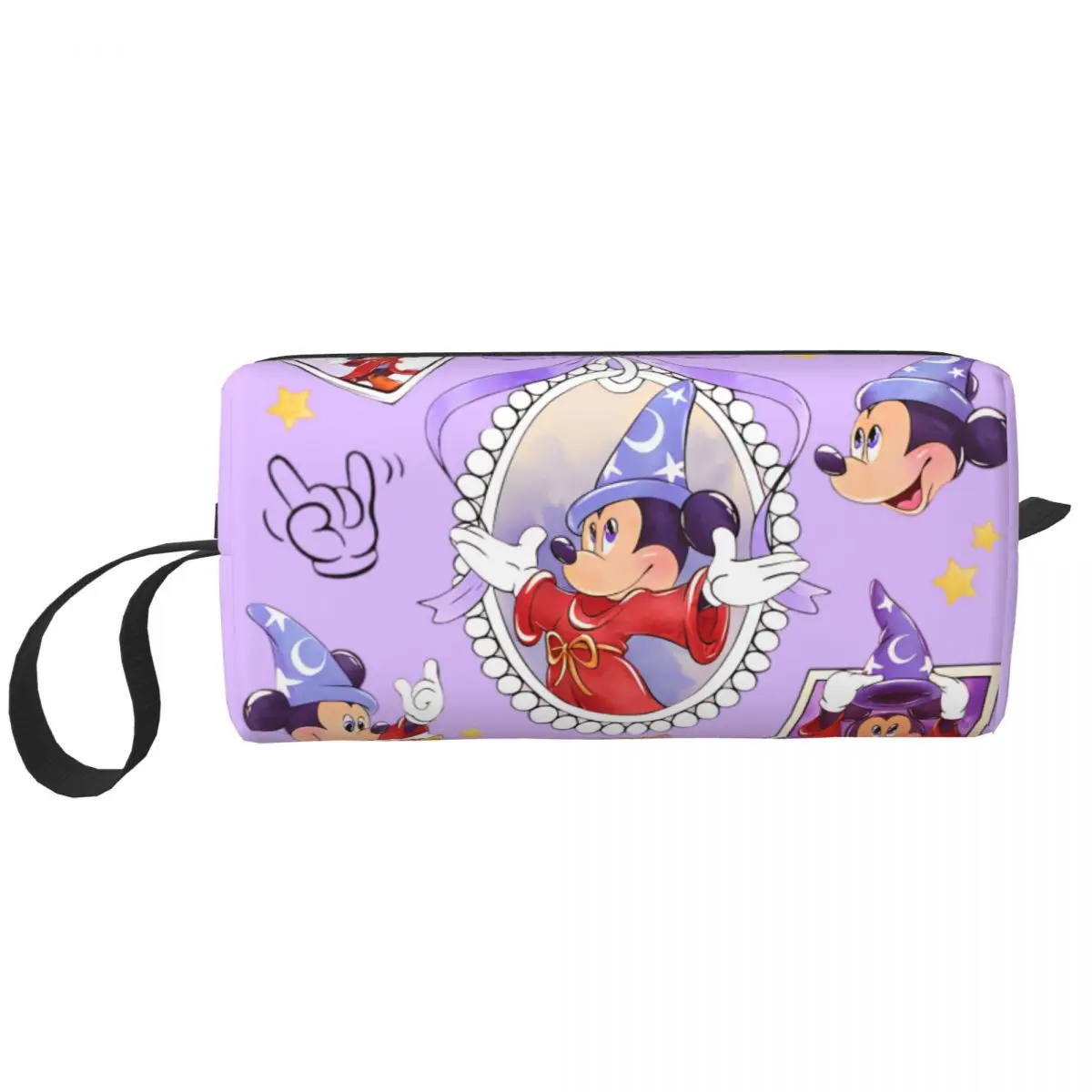 

Watercolor Bow Mickey Fantasia Makeup Bag Travel Cosmetic Bag for Men Women Fantasmic Wizard Mouse Toiletry Bags Organizer