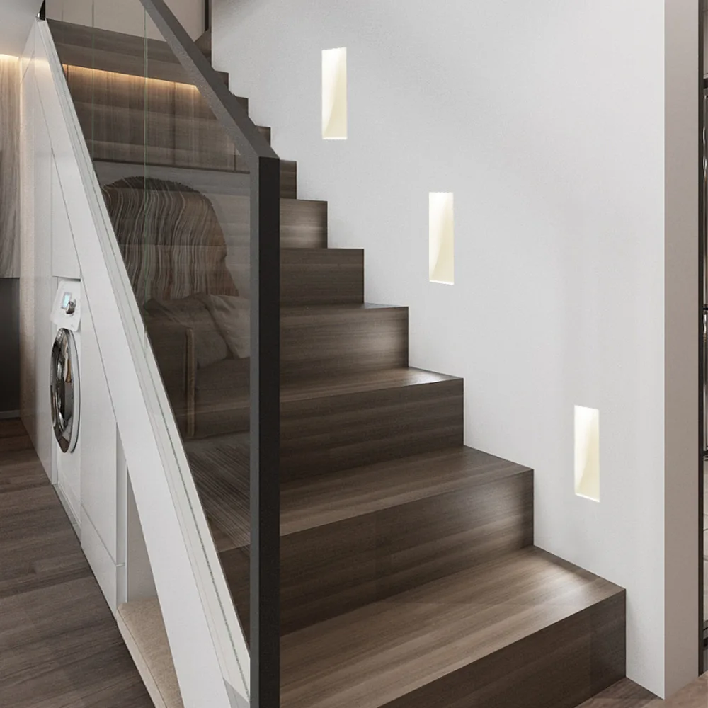 Indoor Invisible Frameless Step Light 3W LED Stair Light Embedded LED Wall Corner Lamp Bedroom Corridor Wall Night Light Decor