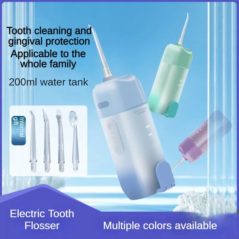 

Electric Dental Water Flosser Oral Irrigator Floss Care Cleaner Home Portable USB Rechargeable 4 Jet Heads 3 Modes 200ML IPX7