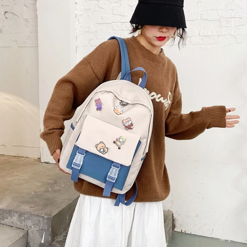 하라주쿠 학교 Bookbag 나일론 배낭 노트북 여행 데이 팟 십대 소녀 대학 대용량 학생 Schoolbag