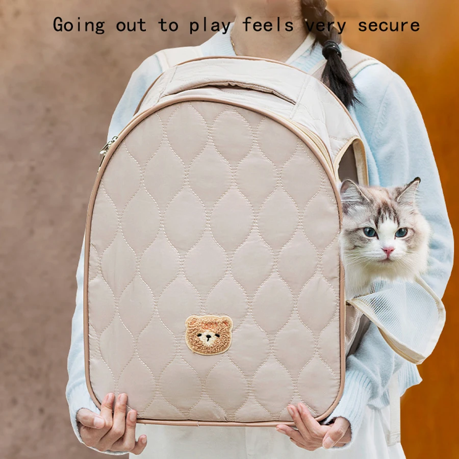 

Сумка для кошек в стиле пэчворк с медвежонком для тепла на открытом воздухе, большой вместительный дорожный рюкзак для собак и домашних животных