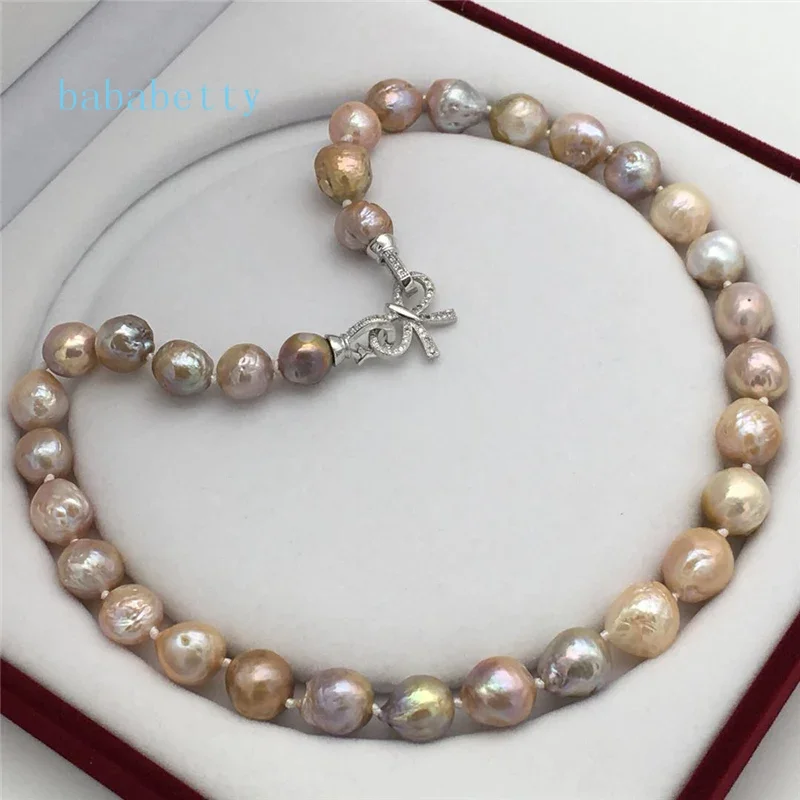 

New Nuclear Natural multicolor Irregular Shaped Pearl Necklace Beads Edison Beautiful Butterfly clacp 19inches