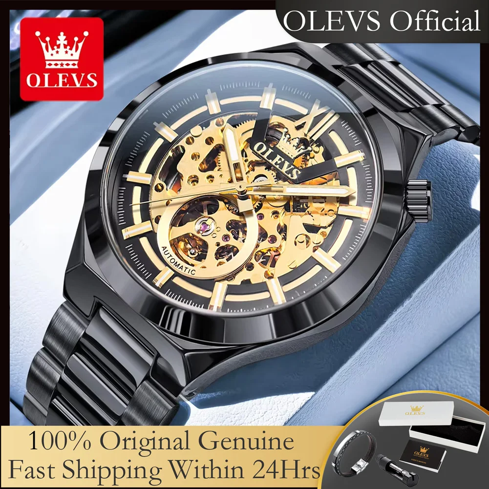 

OLEVS 6722, оригинальные мужские часы, модные автоматические механические наручные часы для мужчин, водонепроницаемые светящиеся ручные часы со стальным ремешком