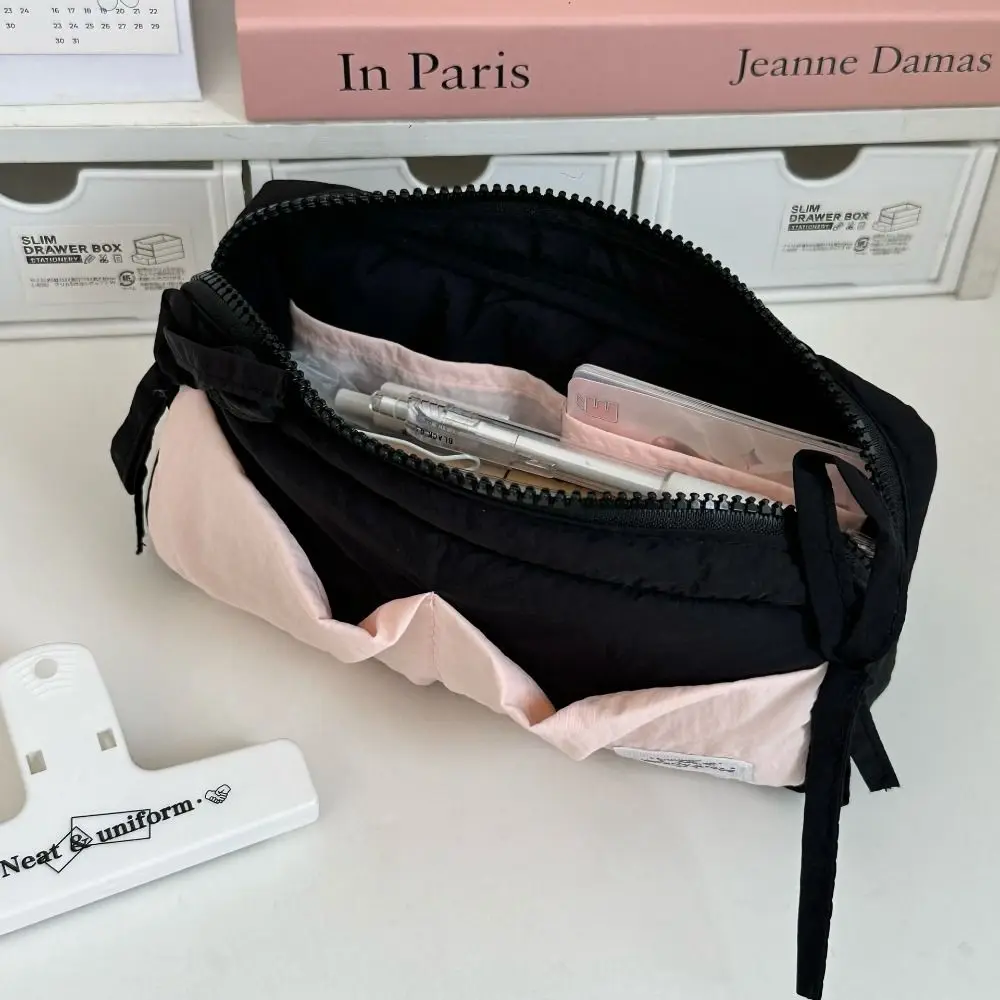 Сумка для ручек с бантом из мультфильма, мягкая ткань, пенал большой емкости, многофункциональная сумка для канцелярских принадлежностей для студентов