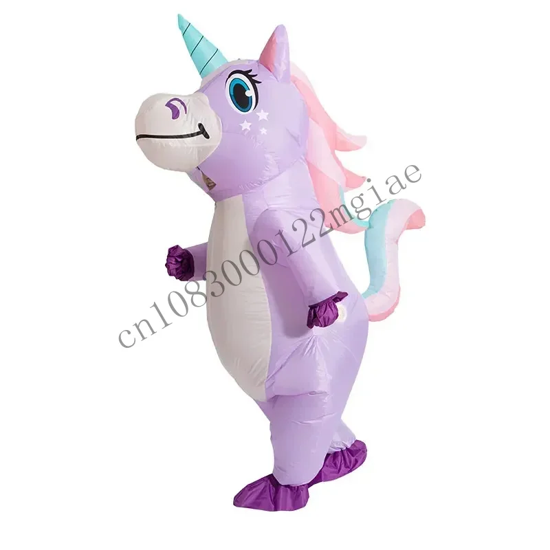 Purple Unicorn Inflatable Costume Adult Kids Rainbow Halloween Costumes For Wommen Men Carnival Mascot Christmas Cosplay CMM221