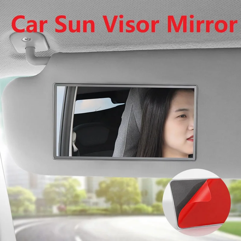 Stainless Steel Car Vanity Mirror Stick On Sun Visor Cosmetic Mirror Seatback Makeup Mirror Auto Accessory CNJHYEHSJ03