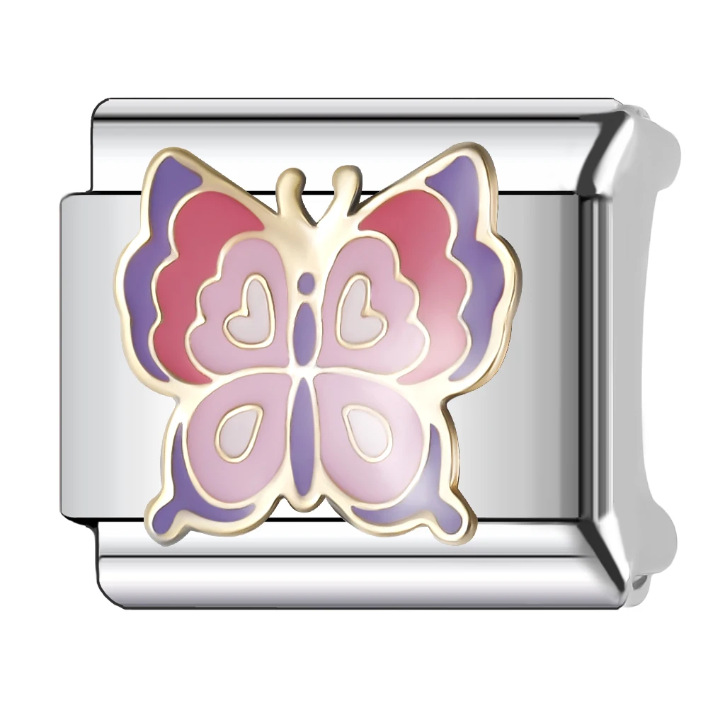 Trusta 2025 New Fashion Pets Dogs Butterfly Italian Charm Stainless Steel Fit 9mm Bracelet Valentine Day Making DIY Jewelry N617