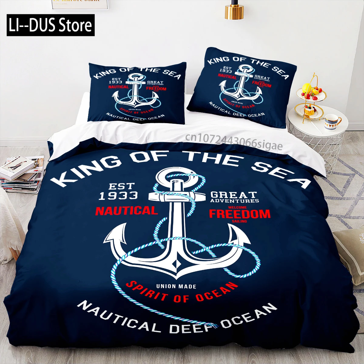 

Anchor Bedding Sets New Nautical Ocean Ocean Spirit Duvet Cover King Queen Single Size Bed Linen With Pillowcase Teens Boys Gift