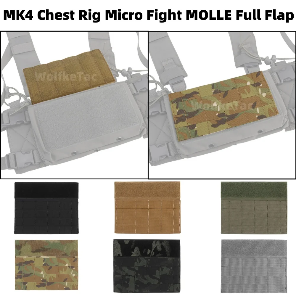 Tactical Full MOLLE Panel Micro Fight Chassis Hanging Panel For MK3 MK4 Chest Rig Hunting Vest Front Magic Hook Sticker Cover