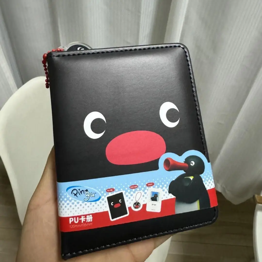 Kawaii Pingu Card Book Cartoon Leather Trading Card Photo Album Storage Bag Binder Collections Folder Anime Card Protector Gift