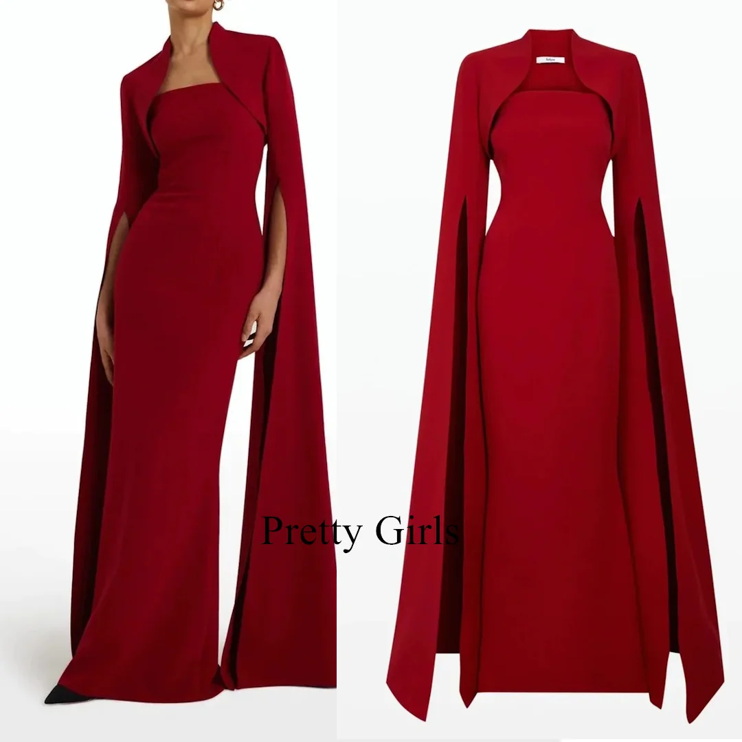 

Dubai High Collar Crepe Satin Evening Dresses Floor Length Modest Full Sleeves Simple Party Prom Gowns Formal vestidos de fiesta