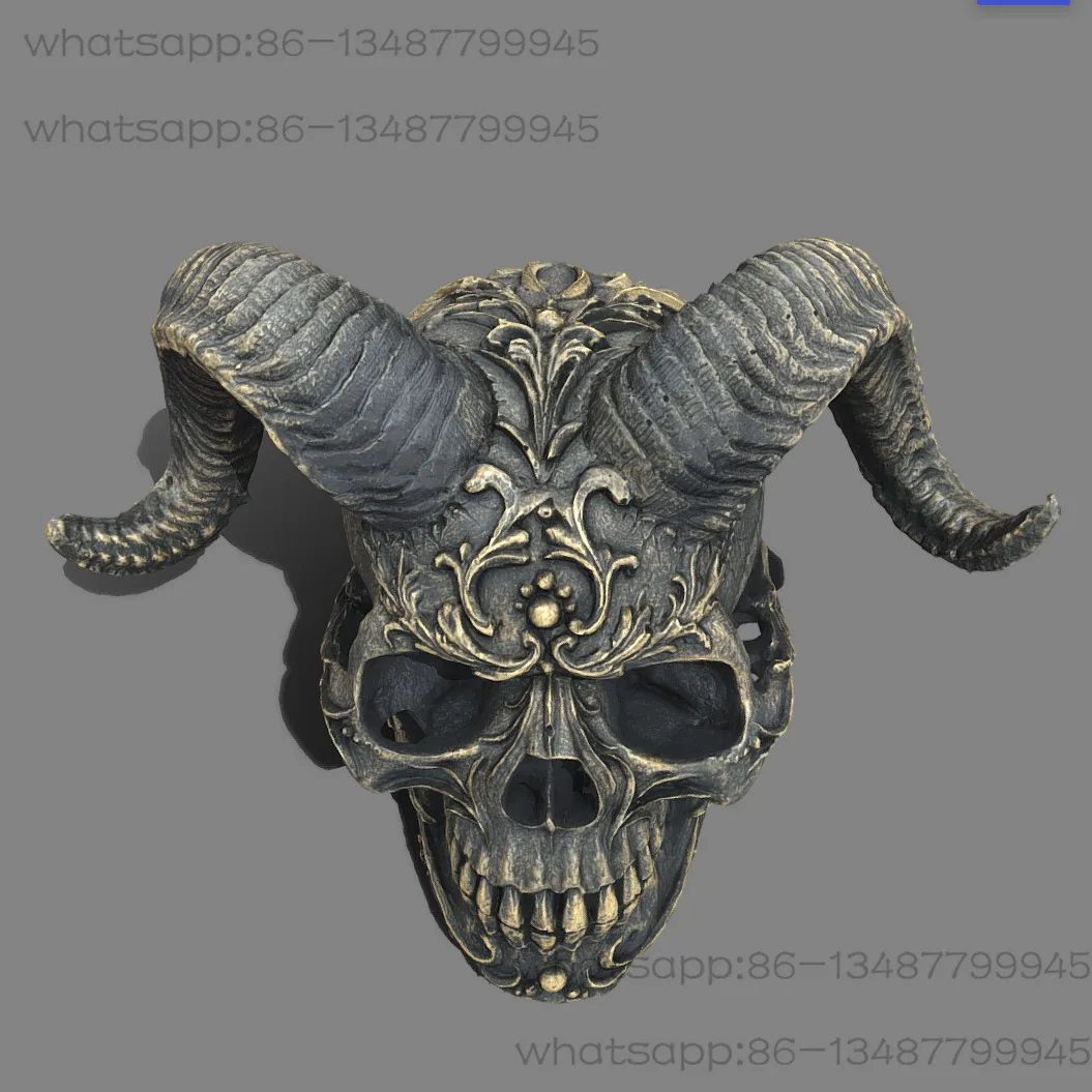 2026-New Gothic Style Horns Skull Statue Punk Satan Sculpture Ornament