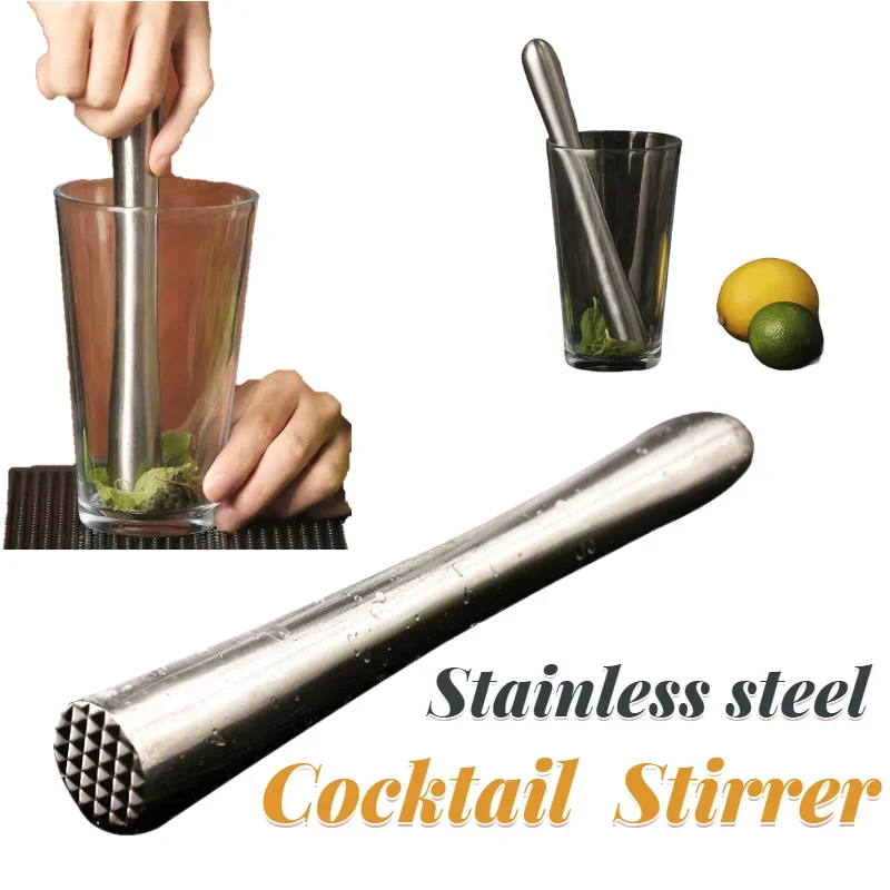 Aço Cocktail Shaker Stick, Muddler, Drink Pusher, Home Brewing, Wine Making, Barware Mixing Stick, Drink Agitadores