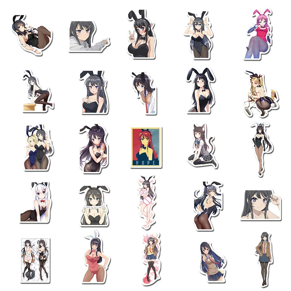 10/30/50PCS New Trend Anime Image Sexy Bunny Girl Graffiti Interior  Decoration  DIY Waterproof Sticker Children Toys Wholesale