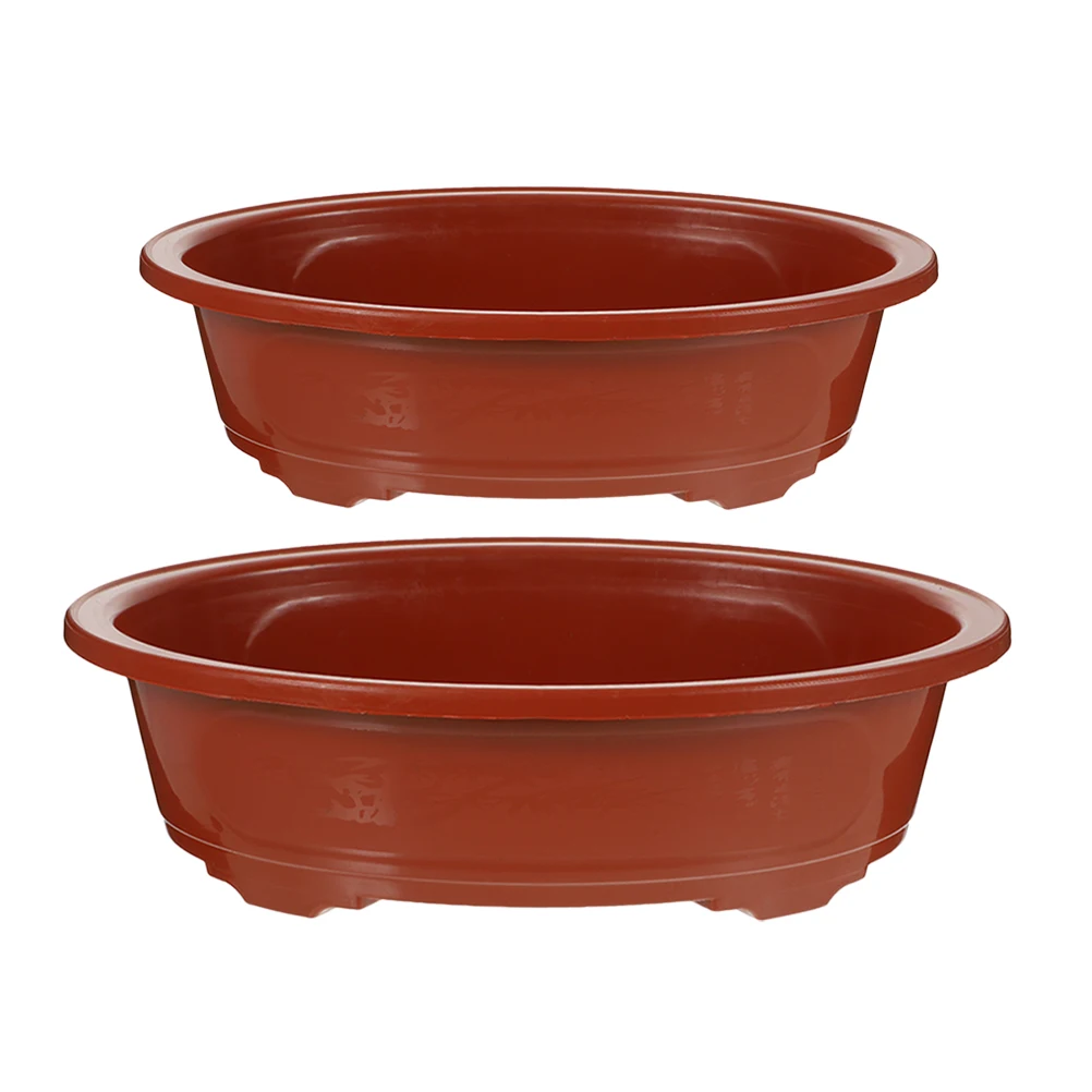 

2PCS Mouth Flower Pot Bonsai Planter Garden Plastic Succulents Pots Container Seedling Oval Shape Lightweight