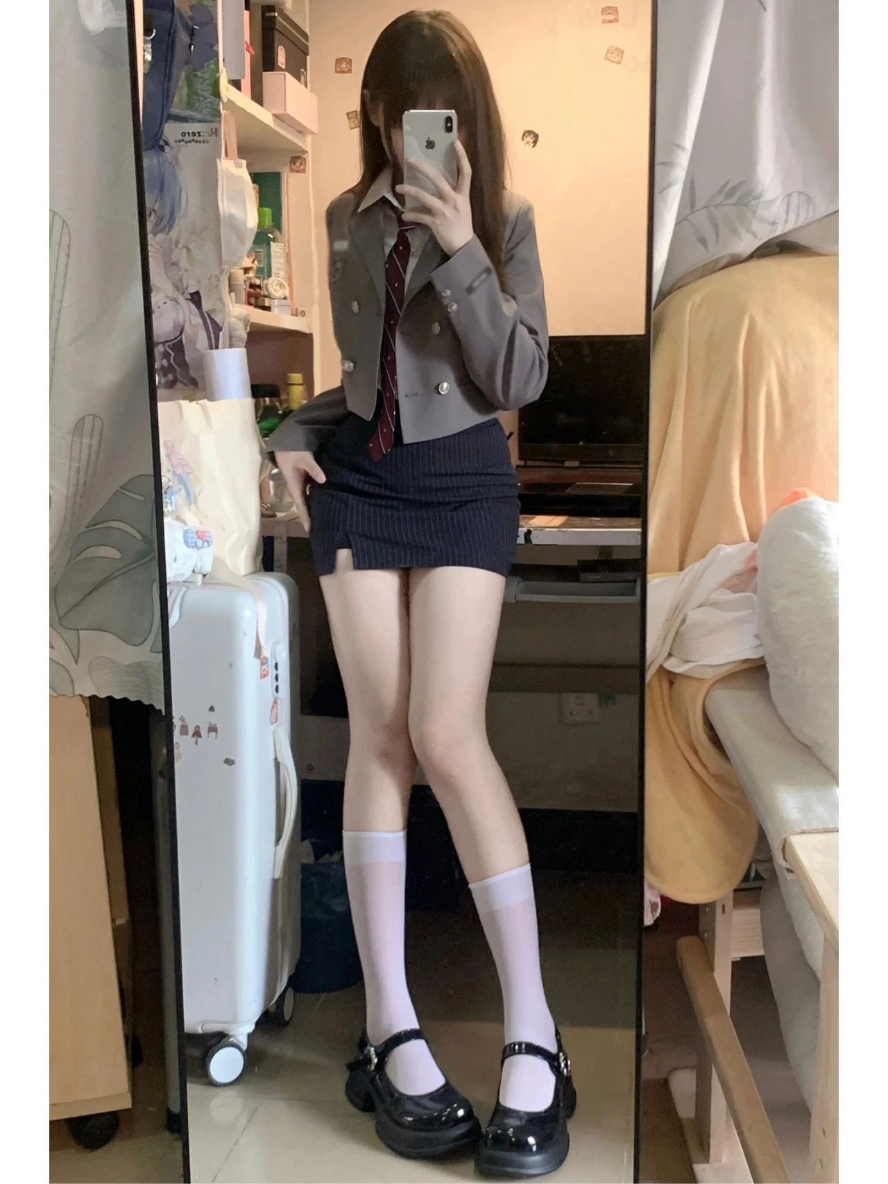 Koreanische Sle College orm T-Stück Set Jk orm Outfit Rock Frühling Herbst Faion frauen Set Polyester Material