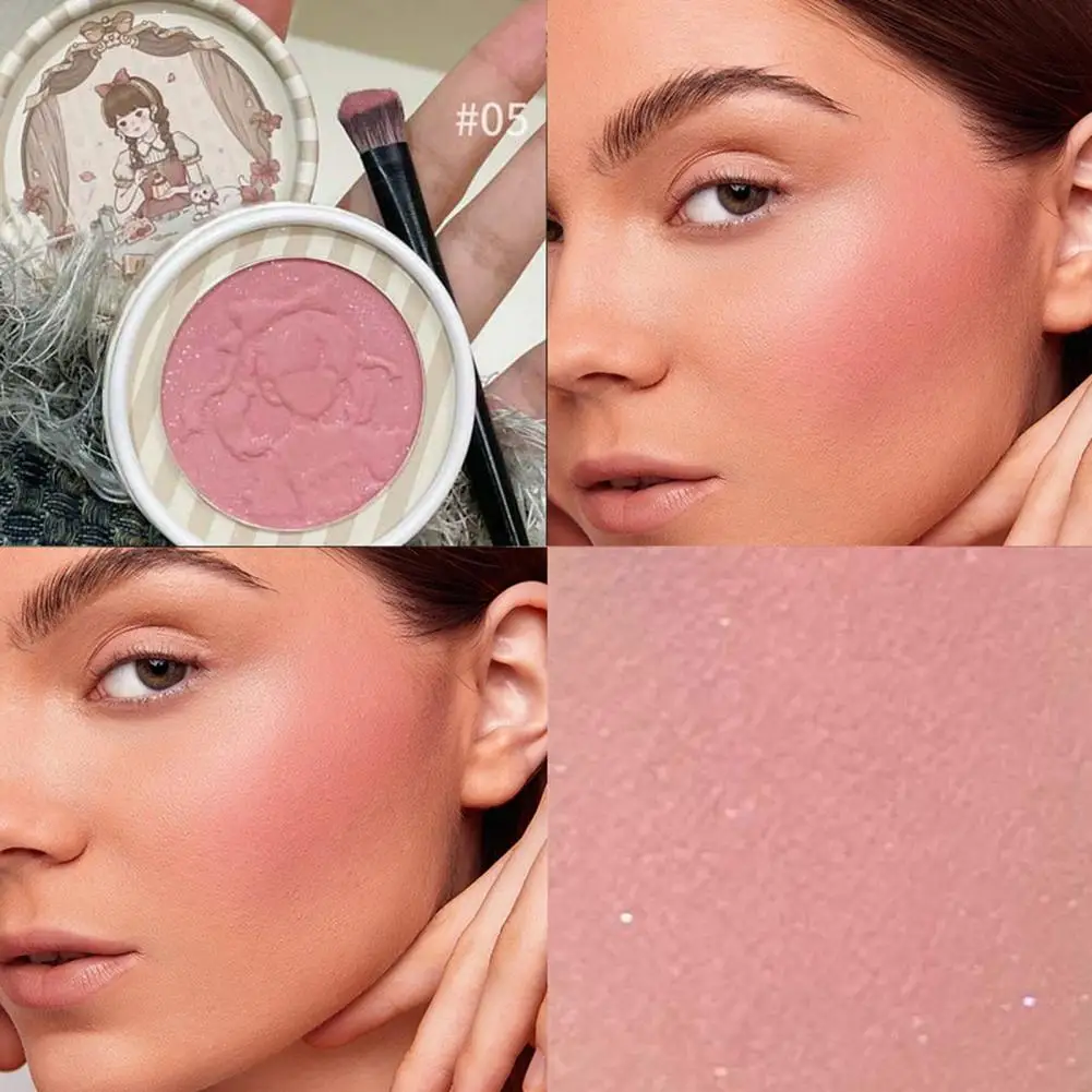 Paleta de blush em relevo alto pigmento para mulheres, pó pressionado menina, duradoura, maquiagem natural do rosto, tons foscos