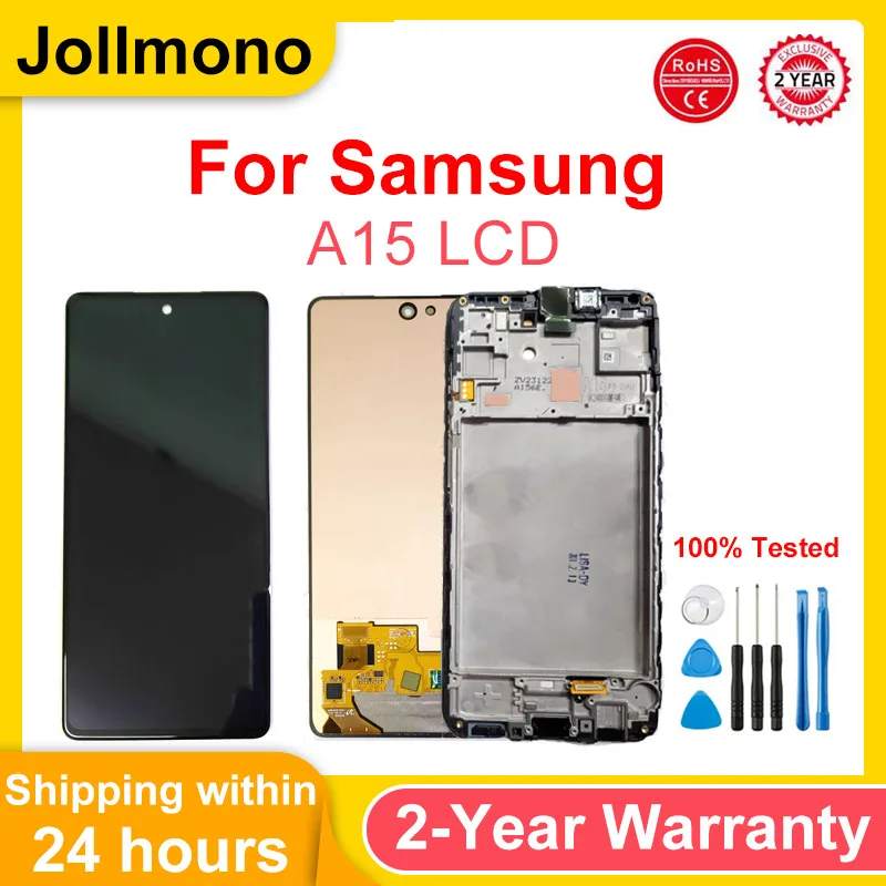 

6,5-дюймовый протестированный экран A15 4G SM-A155F, для Samsung A15 5G SM-A156B ЖК-дисплей, цифровой сенсорный экран с рамкой