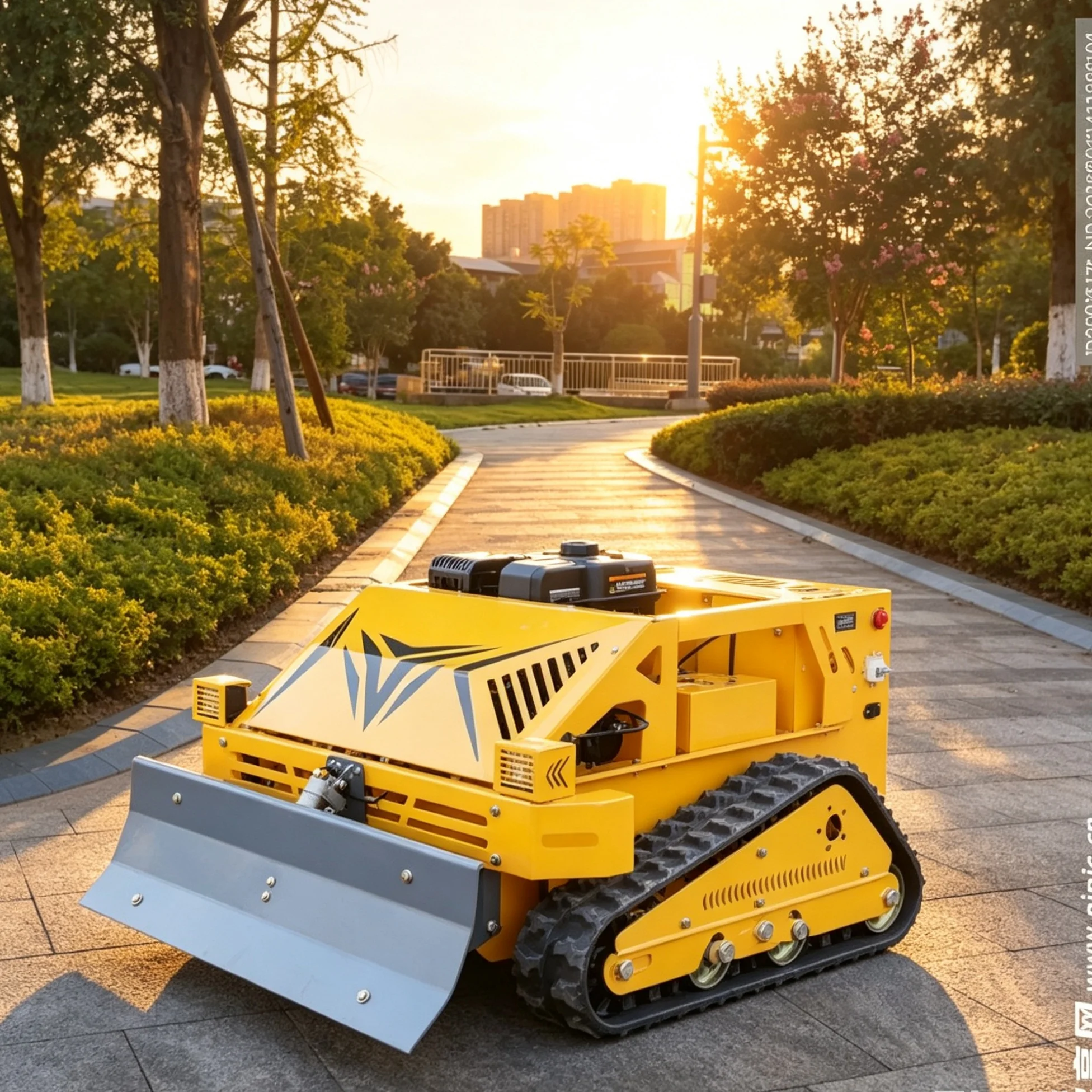 Customized crawler tracked self-propelled zero turn lawn mower robot, 4-stroke remote control lawn mower GPS with adjustable cut