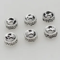 30pcs/Lot Classic Pattern Antique Silver Color Spacer Bead 8MM Manual Decoration Metal Wheel Shape Loose Beads DIY Jewelry Make