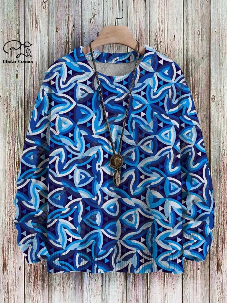 

PLstar Cosmos New 3D Printed Retro Series Geometric Color Gradient Pattern Ugly Sweater Winter Street Casual Unisex J-1