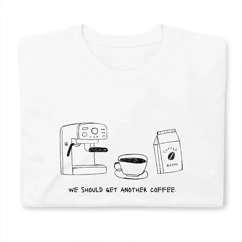 More Espresso Less Depresso Aesthetic Coffee Lover Graphic Tees Unisex Men Women White Short Sleeve Loose Cotton Casual T Shirts