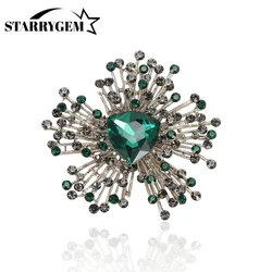 Rhinestone Firework Brooches for Women Vintage Flower Pins Office Party Friend Gifts Accessories