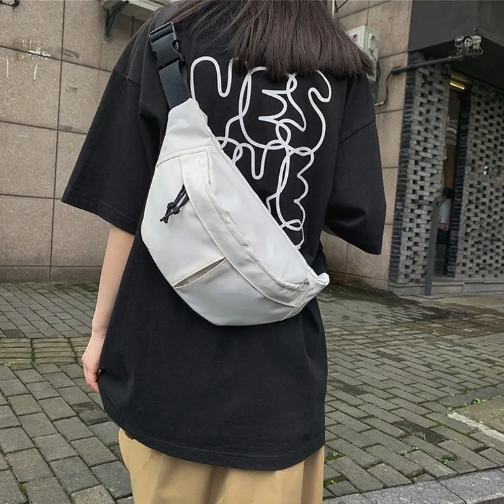 

Solid Color Nylon Chest Bag Multifunctional Large Capacity Crossbody Phone Pouch Korean Style Adjustable Shoulder