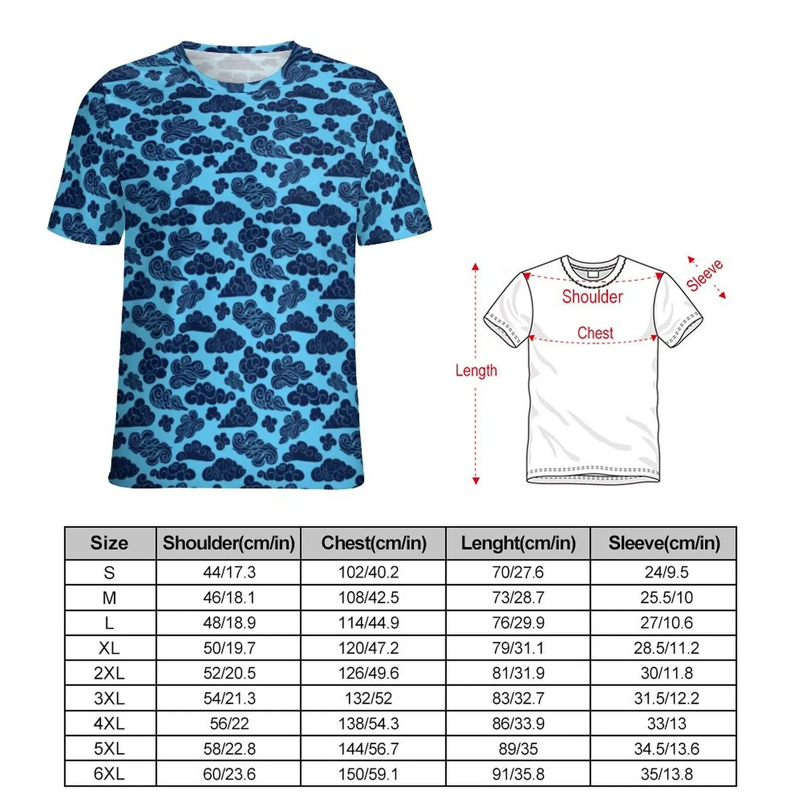 Summer T-Shirt Abstract Cloud T-Shirts Auspicious Clouds Print Streetwear Trending Tees For Men Short Sleeves Oversized Clothing