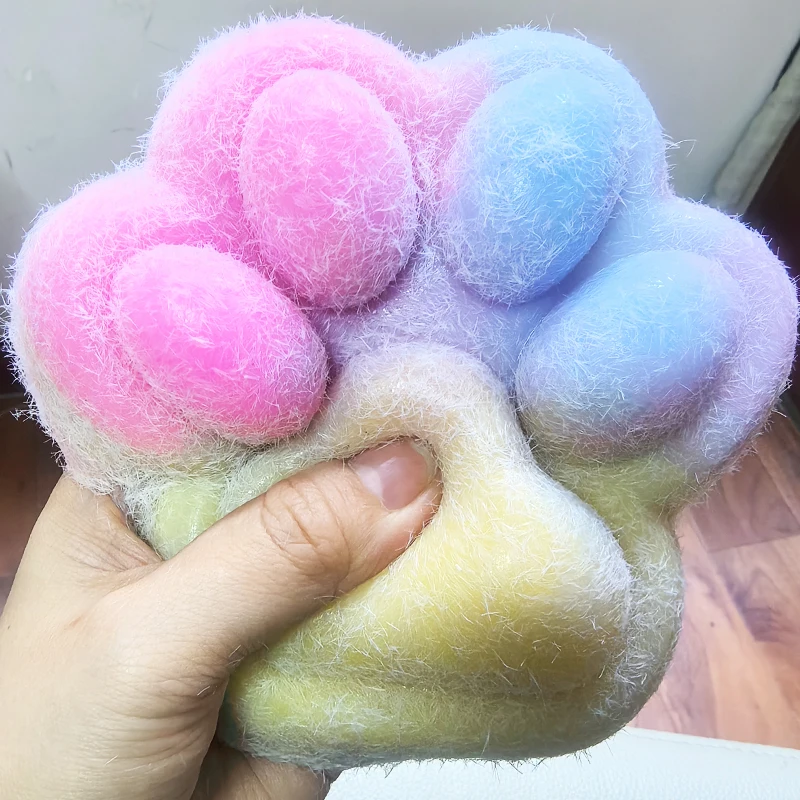 14cm Gradient Color Cat Paw Pinch Decompression Toy Squishy Fidget Toy Relax Squeeze Toy Slow Rebound Stress Relief Cat Claw Toy