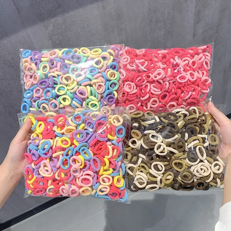 100-500pcs Colorful Mini Rubber Hairbands Women Girls Ealstic Headwear Ties Basic Nylon Ponytail Holder Scrunchie Accessories