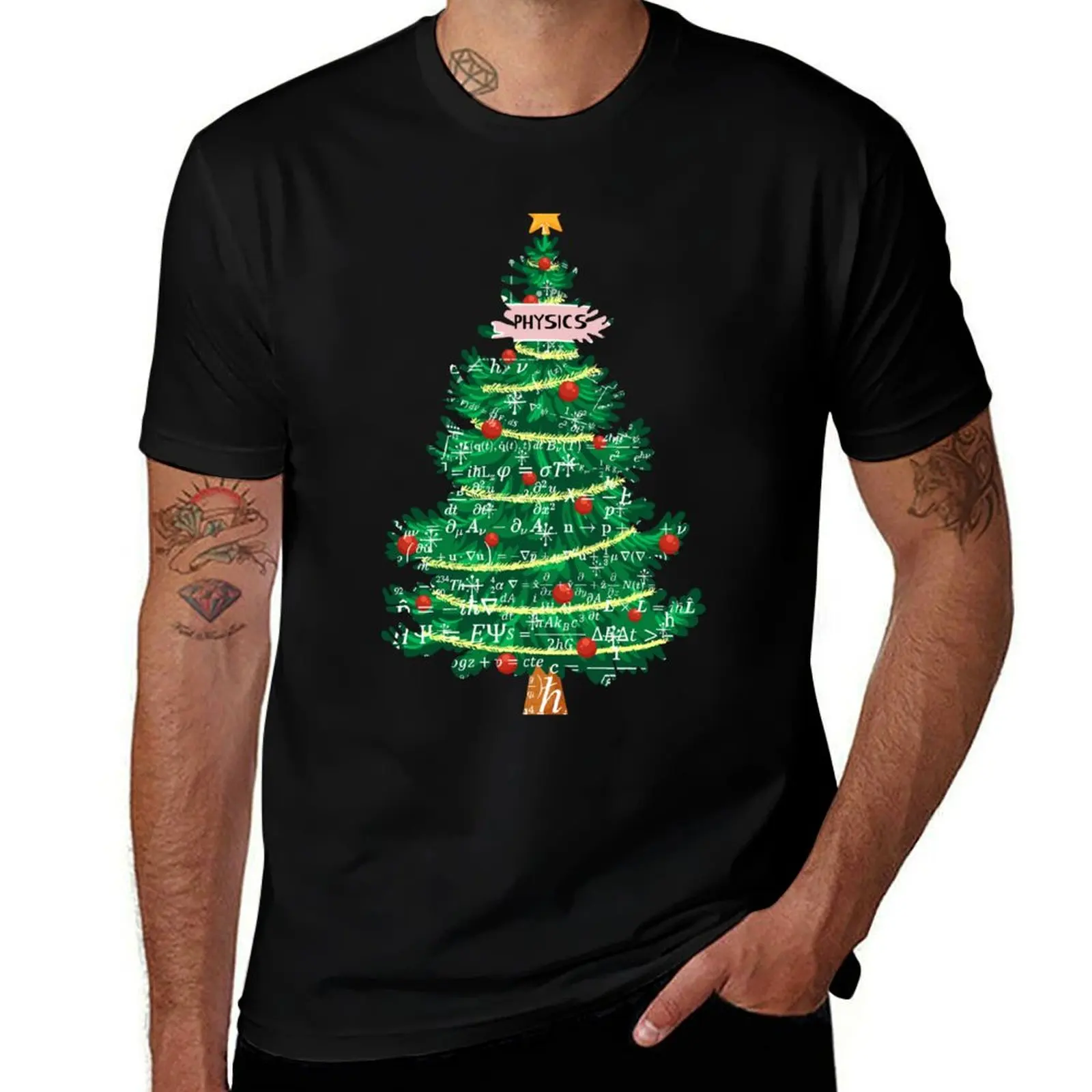 Christmas tree with physics vibes, for physics and science lovers T-Shirt cute tops custom t shirt heavy weight t shirts for men