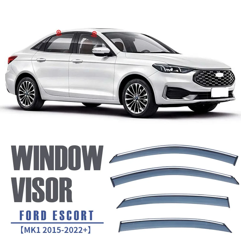 

Пластиковый оконный козырек для Ford ESCORT MK1 2015-2023, вентиляционные оттенки, защита от солнца, дождя, 4 шт./комплект, для Ford ESCORT MK1 2015-2023