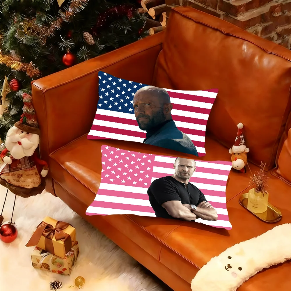 J-Jason S-StathamS American Flag Cushion Cover Rectangle Pillow Case Printing Bedside Sofa Room Home Decoration Pillowcase