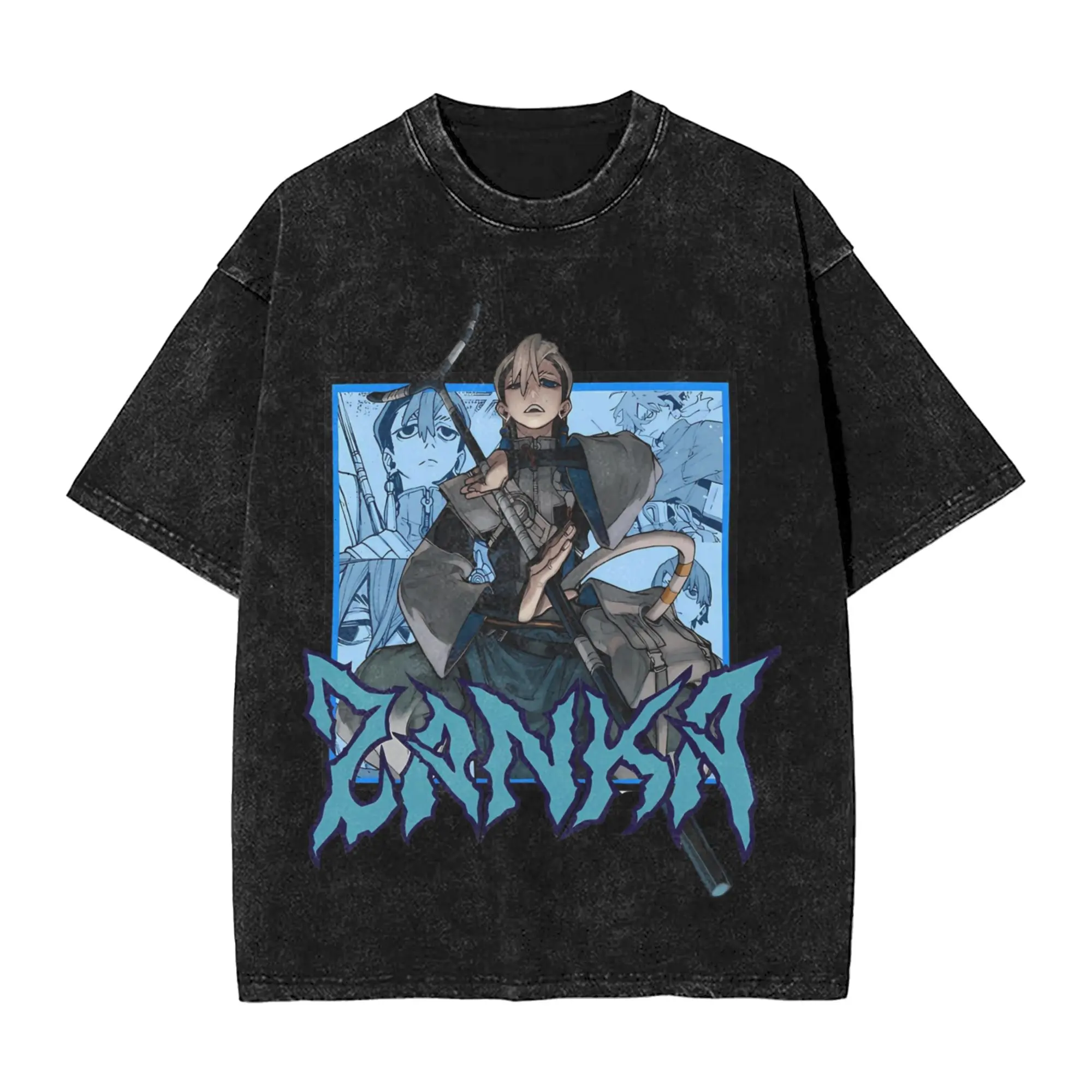 2026 Japanese Anime Demon Slayer Sanemi Graphic Washes T-shirts Men's Women's Clothing Harajuku Y2K Male Pure Cotton Tops Tee