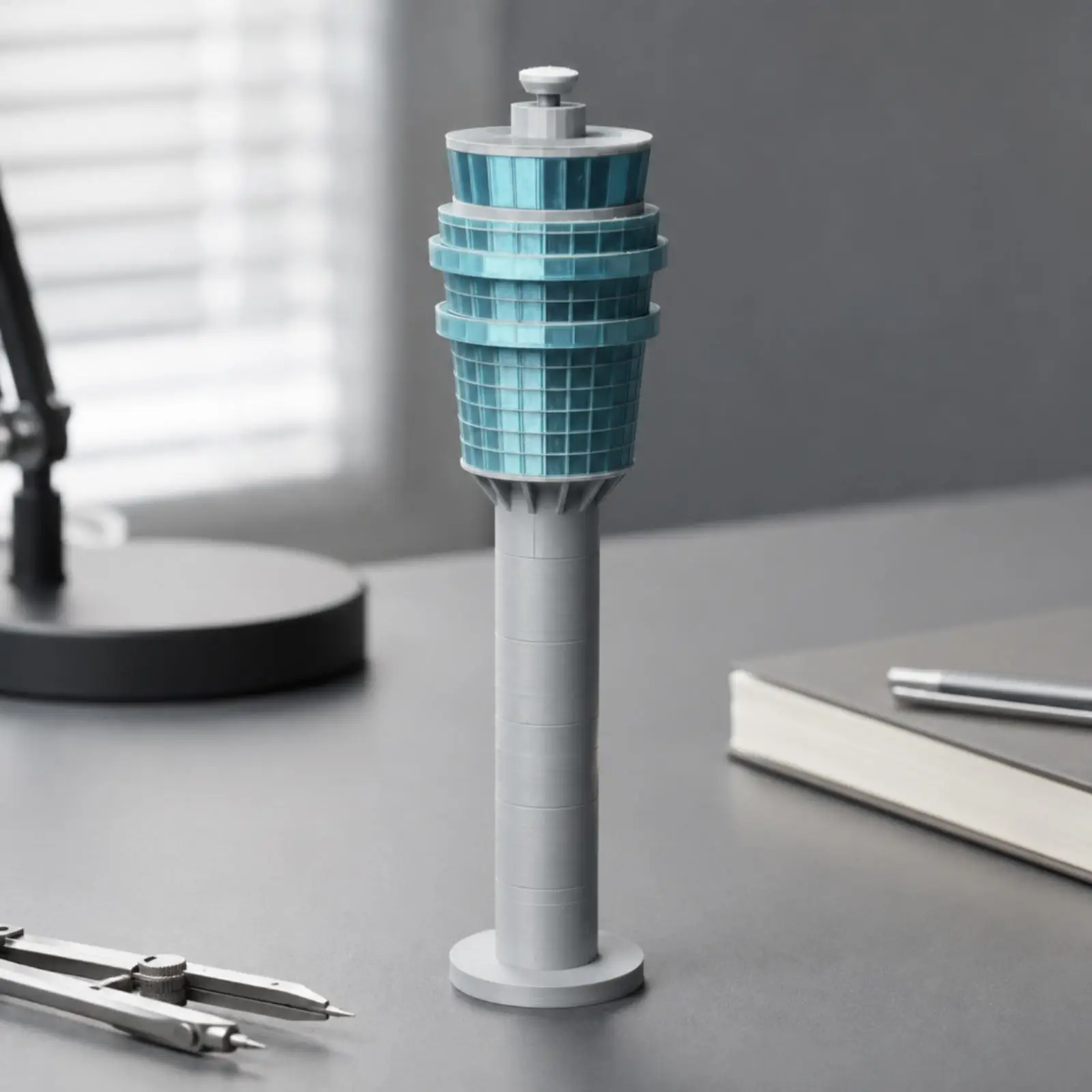 Airport Control Tower Scale Model Plastic Gray Aviation Architecture Display for Collector Shelf Diorama Decoration