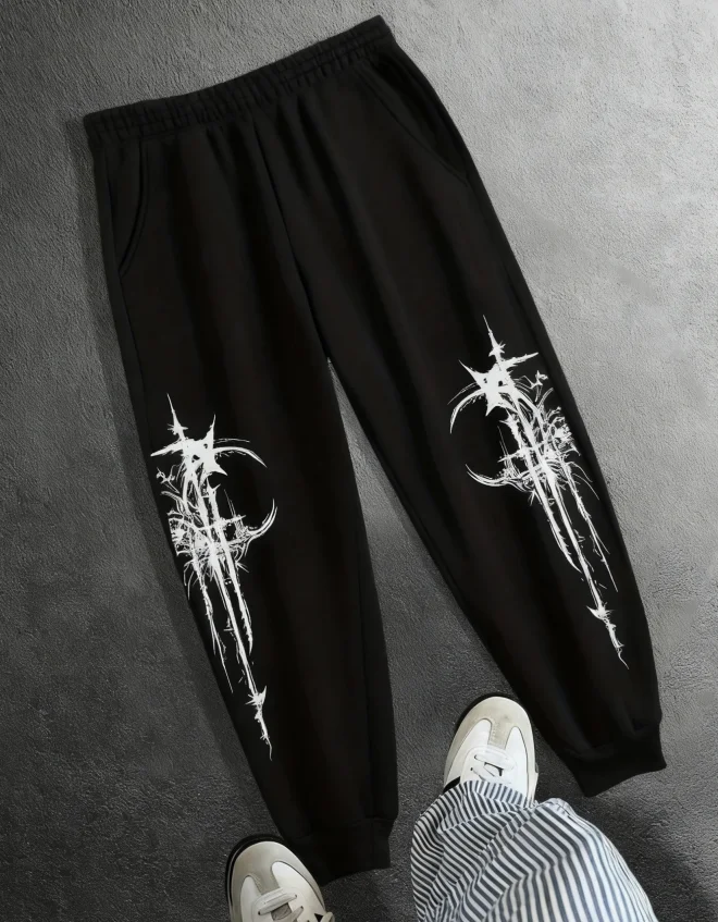 

2025/26 Модные осенние и зимние мужские спортивные брюки, брюки с готическим поясом и геометрическим рисунком, мужские повседневные брюки с спортивными штанами