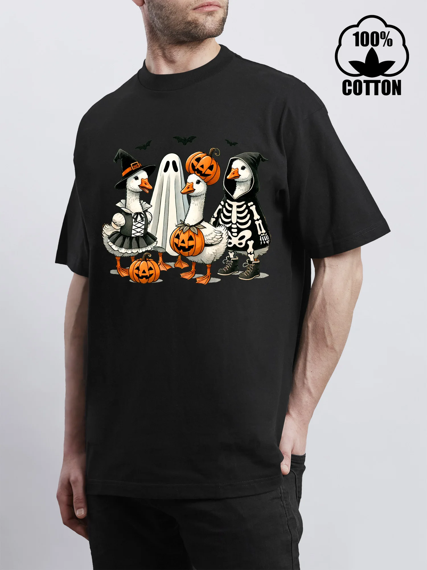 تي شيرت رجالي كلاسيكي من Boo Ghost Goose بأكمام قصيرة ورقبة دائرية تي شيرت للرجال، تي شيرت رجالي من القطن الخالص #1