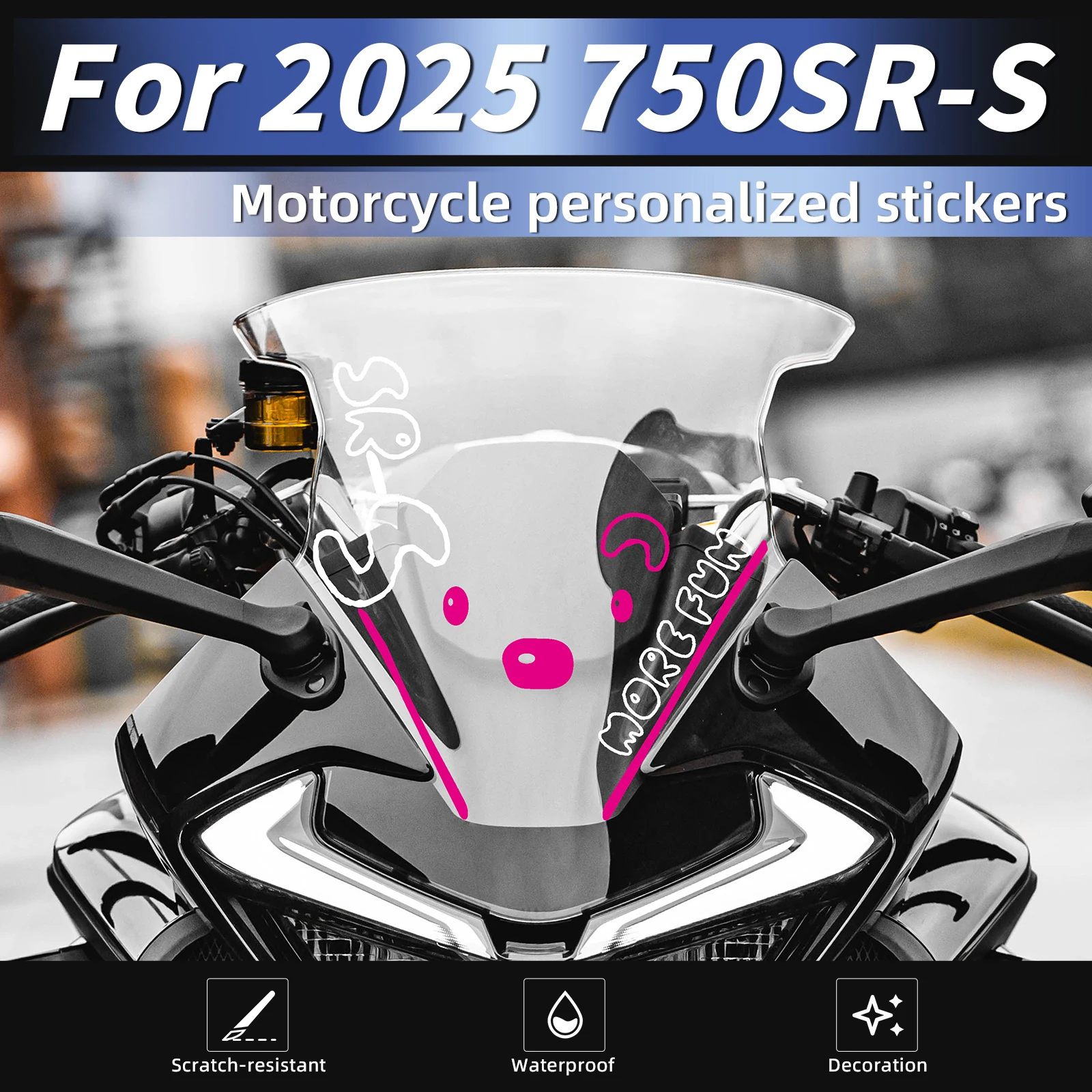 

Suitable for 2025 CFMOTO 750SR-S UV-Resistant Anti-Yellowing Reflective Windshield/Front Fairing Decals Weatherproof Mod Parts
